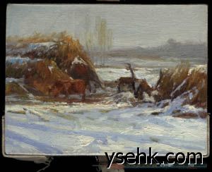 雪景  布面油画