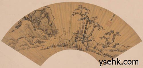 明 山水图（扇面）,扇面复制,高仿复制画