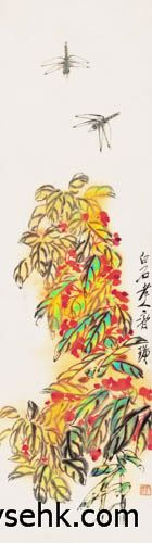 齐白石 蜻蜓花卉,高仿复制画